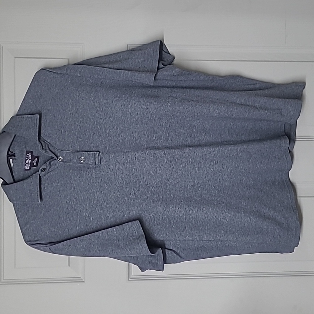 MICHAEL Michael Kors Men's Gray Polo Cotton Signature Metal Button Size XL EUC